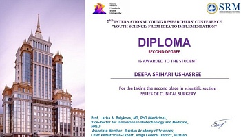 Международное сотрудничество и научный успех:  студентка ГомГМУ – призер международной конференции 